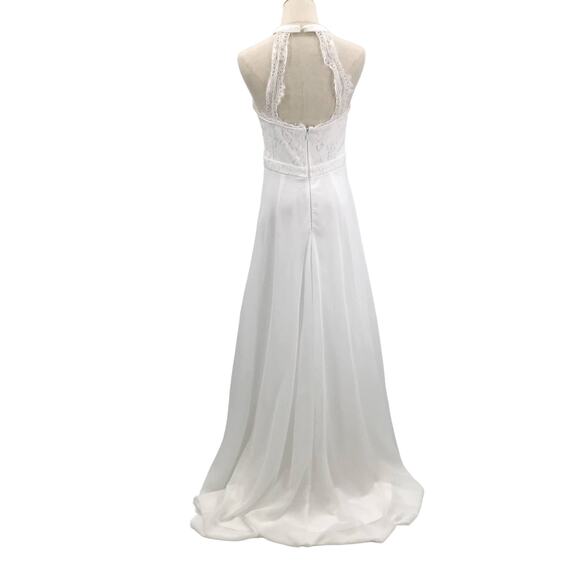 LULU'S S White Dance All Evening Halter Lace Maxi Dress NEW 0B16 *flaw - Picture 3 of 10